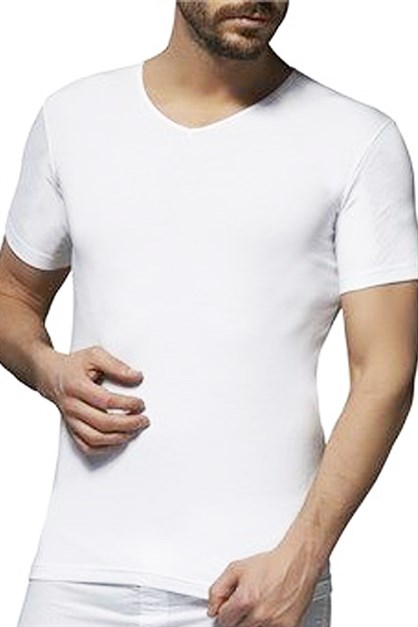 Camasircity 111 Erkek Likra T-Shirt Beyaz