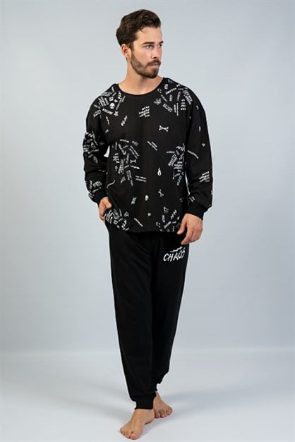 C&City Erkek Uzun Kol Pijama Takım  1052411610 Siyah