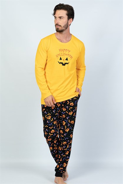 C&City Erkek Uzun Kol Pijama Takım  1061019245 Sarı