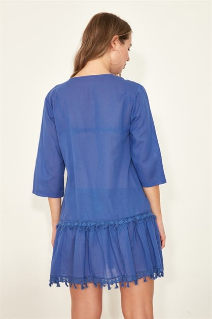 C&City Kadın Pareo Plaj Elbisesi 22117 Sax Mavi