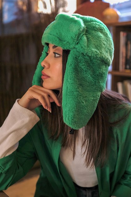 C&City Peluş Trapper Şapka 8002 Yeşil