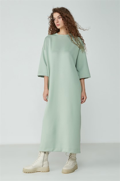 C&City Yarım Kol Sweat Elbise 9100 Mint Yeşil